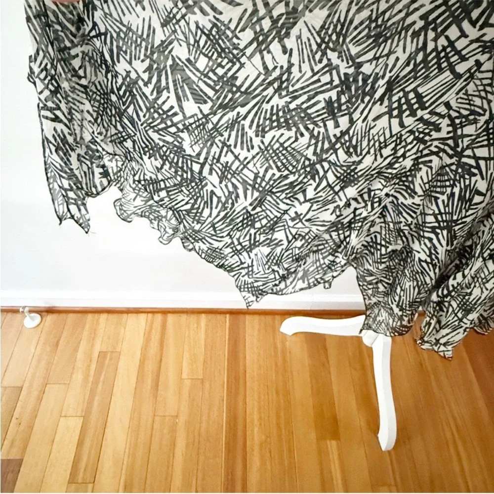 Vintage Women Y2K Sheer Asymmetrical Skirt Large Fairy Grunge Maximalist Retro